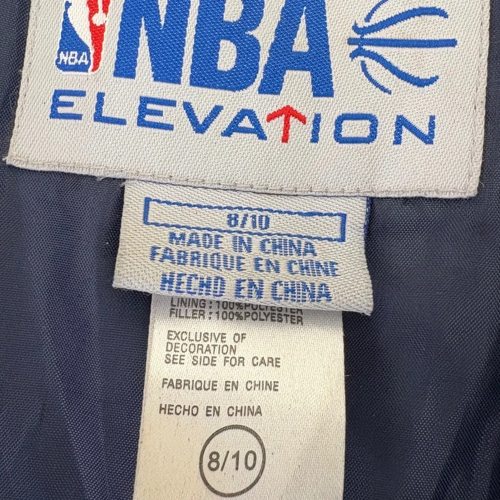 Dallas Mavericks Kids Size 8 10 NBA Varsity Jacket White Leather Sleeves **flaws